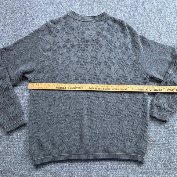 VTG Bill Blass Sweater Mens Grey L Embroidered Golf Bag V-Neck Pullover Knit USA - Picture 10 of 12